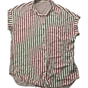 Jane and Delancey Pink/White Striped Button Front and Button Back Shirt‎ Size L